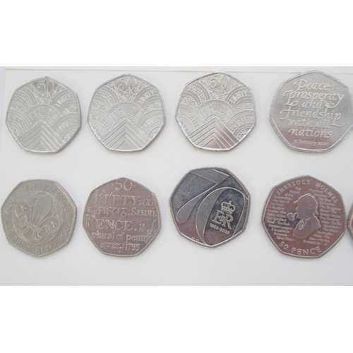 752 - Assorted collection of commemorative 50ps to inc. Diversity Built Britain, Beatrix Potters, Paddingt... 