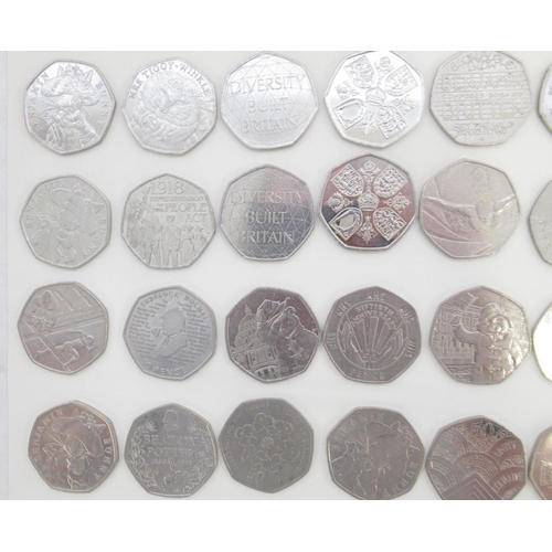 753 - Assorted collection of commemorative 50ps to inc. Diversity Built Britain, Beatrix Potters, Paddingt... 