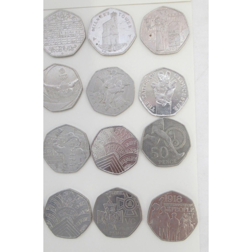 753 - Assorted collection of commemorative 50ps to inc. Diversity Built Britain, Beatrix Potters, Paddingt... 