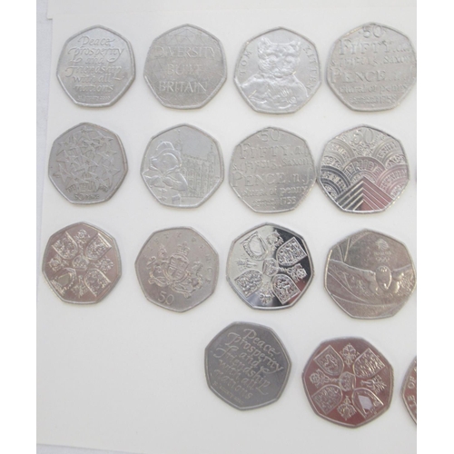 753 - Assorted collection of commemorative 50ps to inc. Diversity Built Britain, Beatrix Potters, Paddingt... 