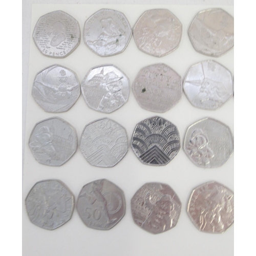 754 - Assorted collection of commemorative 50ps to inc. Diversity Built Britain, Beatrix Potters, Paddingt... 