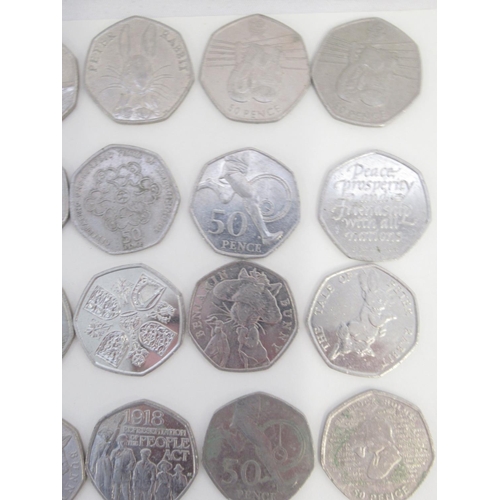 754 - Assorted collection of commemorative 50ps to inc. Diversity Built Britain, Beatrix Potters, Paddingt... 