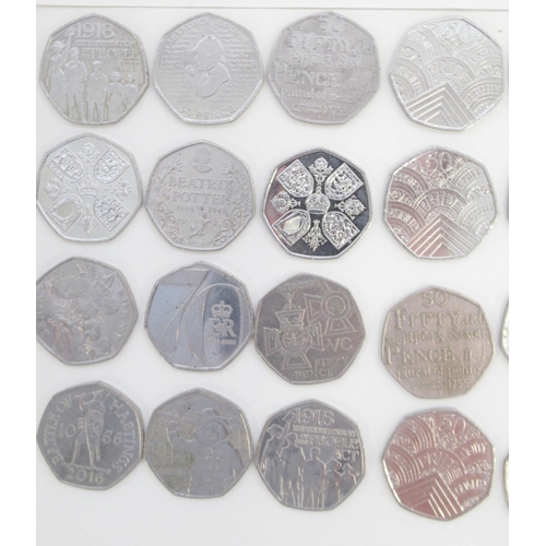 754 - Assorted collection of commemorative 50ps to inc. Diversity Built Britain, Beatrix Potters, Paddingt... 