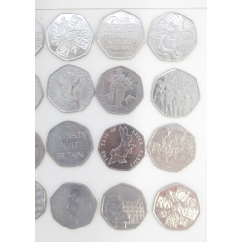 754 - Assorted collection of commemorative 50ps to inc. Diversity Built Britain, Beatrix Potters, Paddingt... 