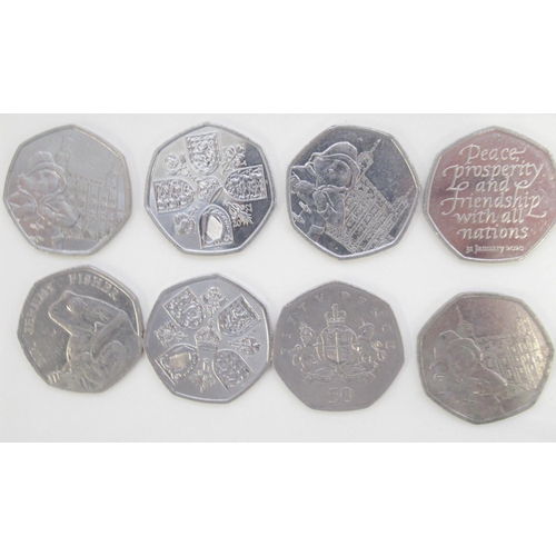 754 - Assorted collection of commemorative 50ps to inc. Diversity Built Britain, Beatrix Potters, Paddingt... 