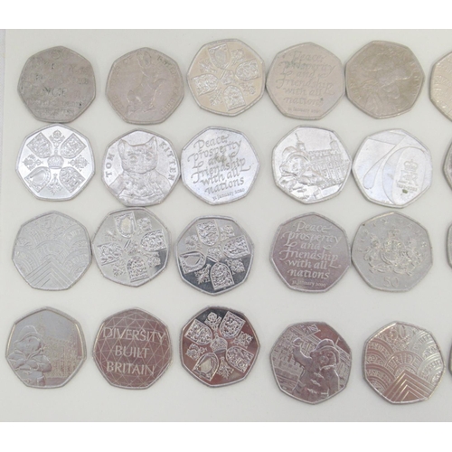 755 - Assorted collection of commemorative 50ps to inc. Diversity Built Britain, Beatrix Potters, Paddingt... 