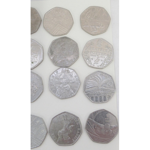 755 - Assorted collection of commemorative 50ps to inc. Diversity Built Britain, Beatrix Potters, Paddingt... 