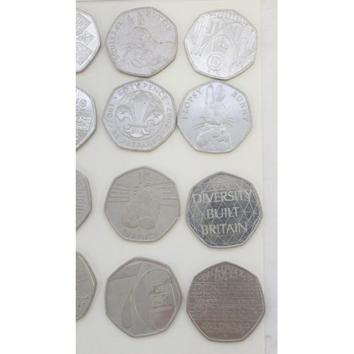 755 - Assorted collection of commemorative 50ps to inc. Diversity Built Britain, Beatrix Potters, Paddingt... 