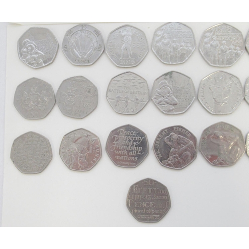 755 - Assorted collection of commemorative 50ps to inc. Diversity Built Britain, Beatrix Potters, Paddingt... 