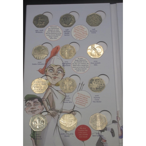 734 - The Royal Mint - The Great British Coin Hunt UK 50p Coin Collector Album, complete with Medallion to... 