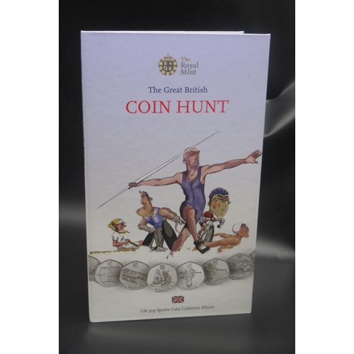 742 - The Royal Mint - The Great British Coin Hunt UK 50p Sports Coin Collector Album, complete with Medal... 