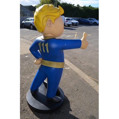 1387 - Extremely rare large fibre glass advertising model of Vault Boy for the video game Fallout 4 from Mu... 