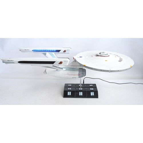 1389 - Large built up 1/350 scale USS Enterprise NCC-1701A model kit with added lighting (mains fed), model... 