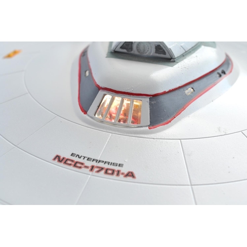 1389 - Large built up 1/350 scale USS Enterprise NCC-1701A model kit with added lighting (mains fed), model... 