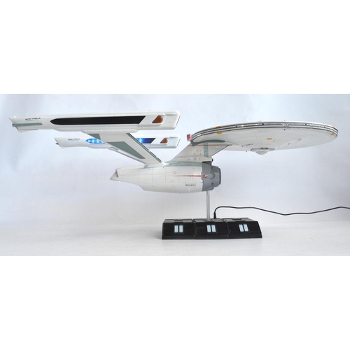 1389 - Large built up 1/350 scale USS Enterprise NCC-1701A model kit with added lighting (mains fed), model... 