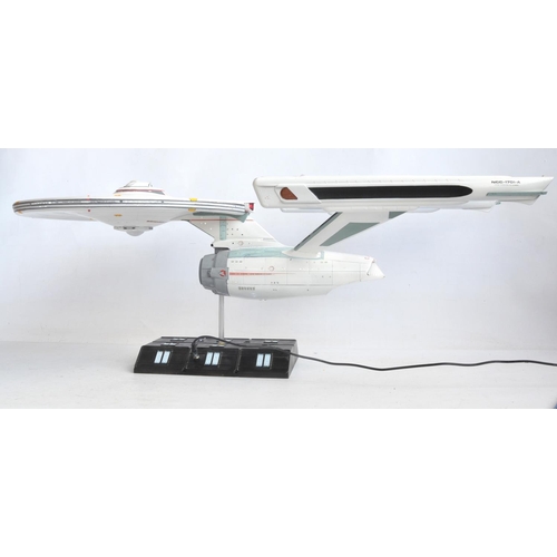 1389 - Large built up 1/350 scale USS Enterprise NCC-1701A model kit with added lighting (mains fed), model... 