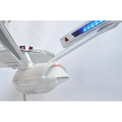 1389 - Large built up 1/350 scale USS Enterprise NCC-1701A model kit with added lighting (mains fed), model... 