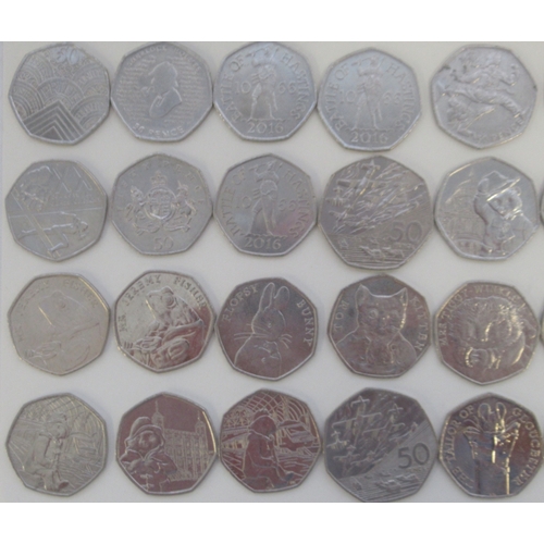 797 - Assorted collection of commemorative 50ps to inc. Diversity Built Britain, Beatrix Potters, Paddingt... 