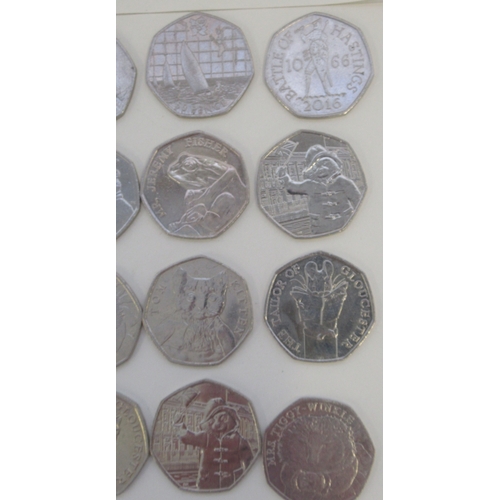 797 - Assorted collection of commemorative 50ps to inc. Diversity Built Britain, Beatrix Potters, Paddingt... 