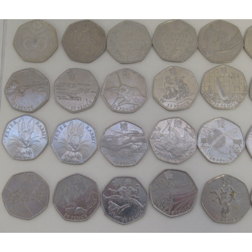 797 - Assorted collection of commemorative 50ps to inc. Diversity Built Britain, Beatrix Potters, Paddingt... 