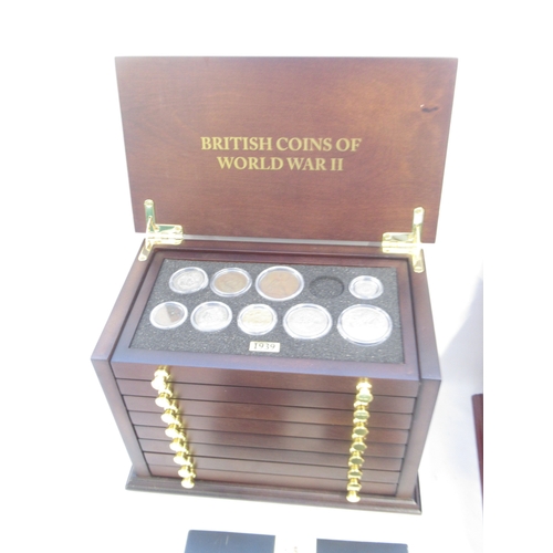 799 - Danbury Mint 'British Coins of World War II' incomplete 8 drawer coin cabinet, The Complete 20th Cen... 