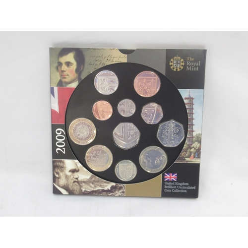 735 - The Royal Mint - 2009 United Kingdom Brilliant Uncirculated Coin Collection to inc. Kew Gardens 50p