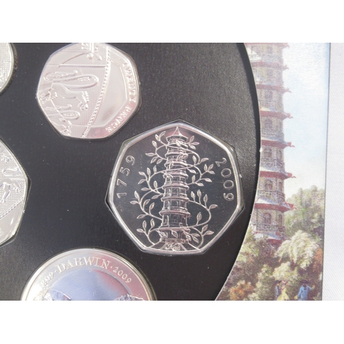 735 - The Royal Mint - 2009 United Kingdom Brilliant Uncirculated Coin Collection to inc. Kew Gardens 50p