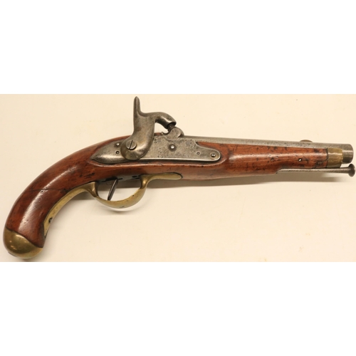 20A - Mid-19th century Belgium military percussion 14 bore pistol, 8