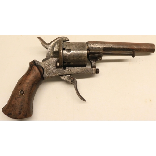 43 - Belgium six shot pinfire revolver, 3.5