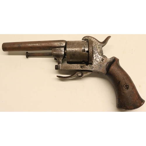 43 - Belgium six shot pinfire revolver, 3.5