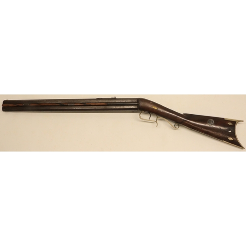 47 - Unusual mid 19th century over and under percussion carbine rifle, (approx .450 calibre) 21