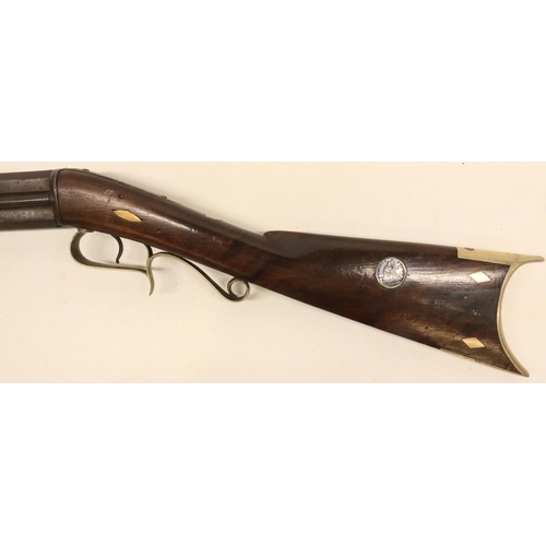 47 - Unusual mid 19th century over and under percussion carbine rifle, (approx .450 calibre) 21