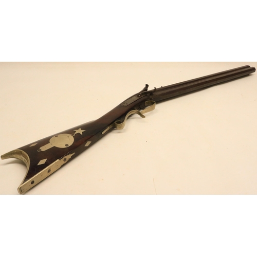 47 - Unusual mid 19th century over and under percussion carbine rifle, (approx .450 calibre) 21