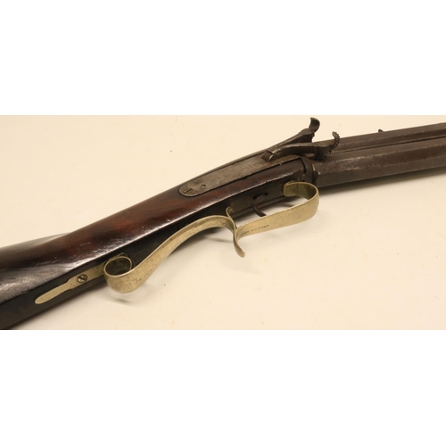 47 - Unusual mid 19th century over and under percussion carbine rifle, (approx .450 calibre) 21