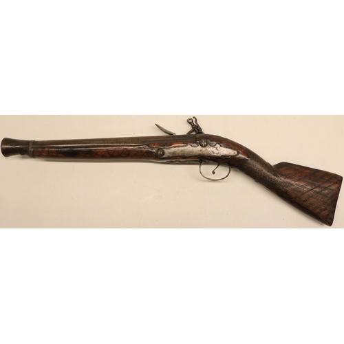 55 - Turkish flintlock blunderbuss, 11 3/4