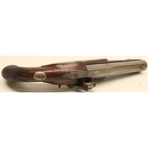 66 - 22 bore percussion drum and nipple converted from flintlock pistol by Conway, 5