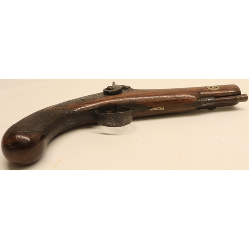 67 - 54 bore percussion travelling pistol by smith London, 5.5