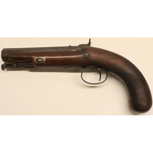 68 - 10 bore percussion pistol by Campbell Glasgow, 5.5