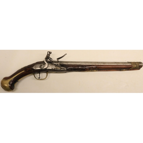 73 - Late 18th century Eastern market flintlock 16 bore holster pistol, 12.5