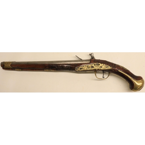 73 - Late 18th century Eastern market flintlock 16 bore holster pistol, 12.5