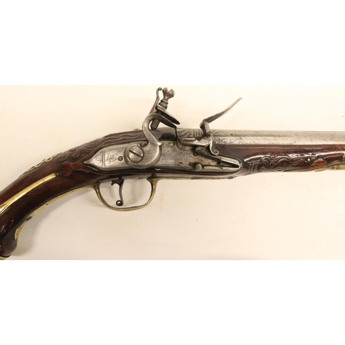 73 - Late 18th century Eastern market flintlock 16 bore holster pistol, 12.5