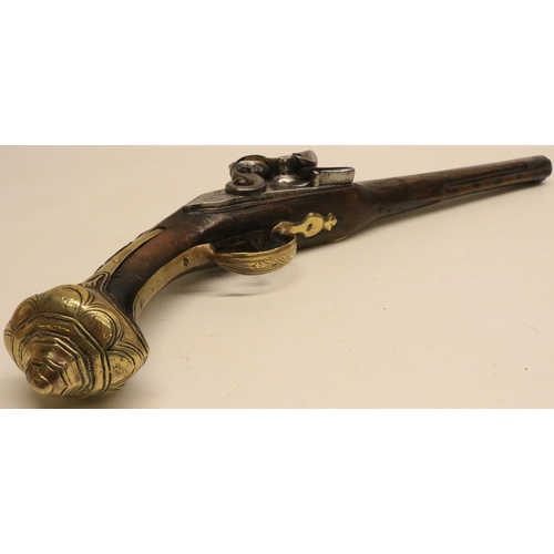 74 - 18th/19th century Eastern made 16 bore flintlock holster pistol, 12