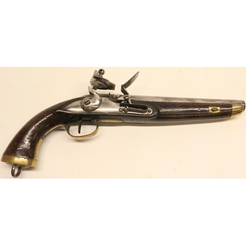 77 - Belgian 14 bore flintlock military service pistol, 9