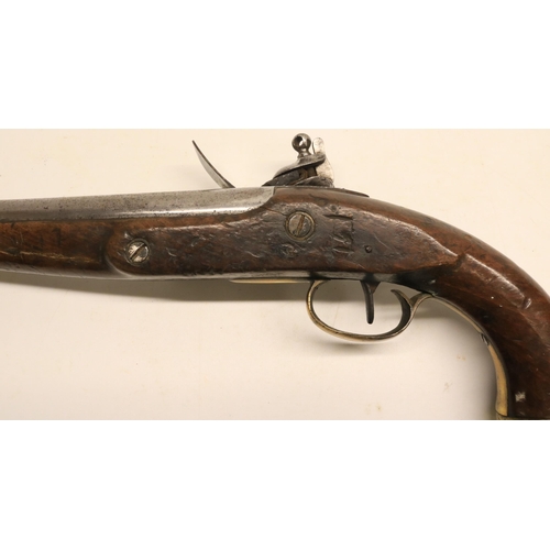 77 - Belgian 14 bore flintlock military service pistol, 9