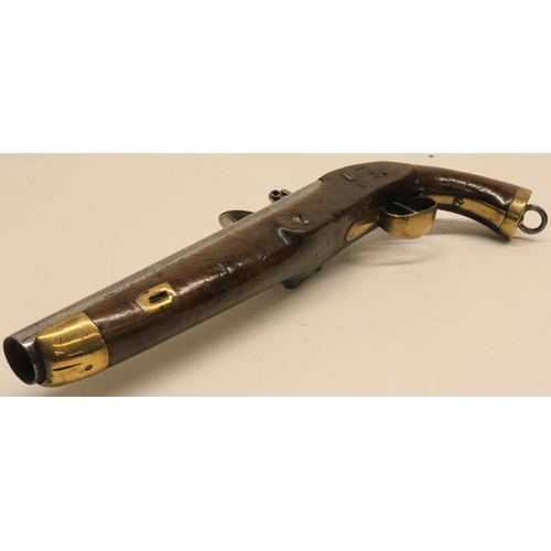 77 - Belgian 14 bore flintlock military service pistol, 9