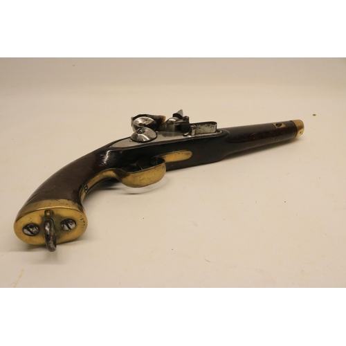 77 - Belgian 14 bore flintlock military service pistol, 9