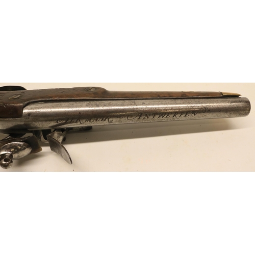 77 - Belgian 14 bore flintlock military service pistol, 9