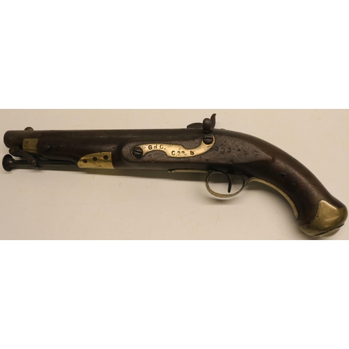 79 - Tower 14 bore percussion converted from flintlock service pistol, 8