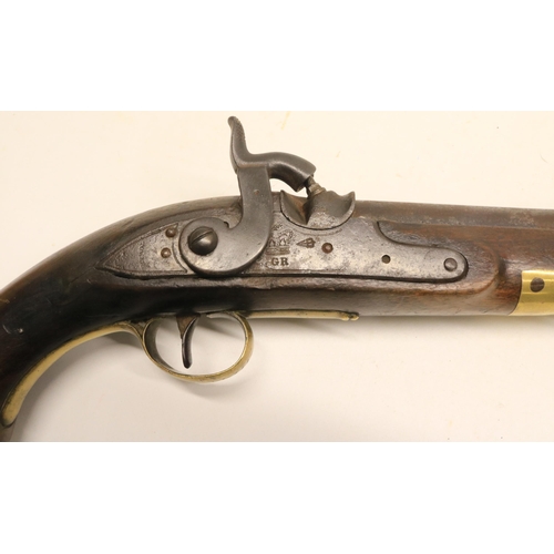 79 - Tower 14 bore percussion converted from flintlock service pistol, 8