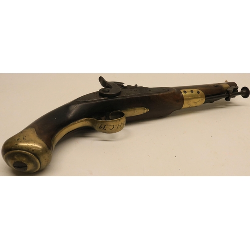 79 - Tower 14 bore percussion converted from flintlock service pistol, 8